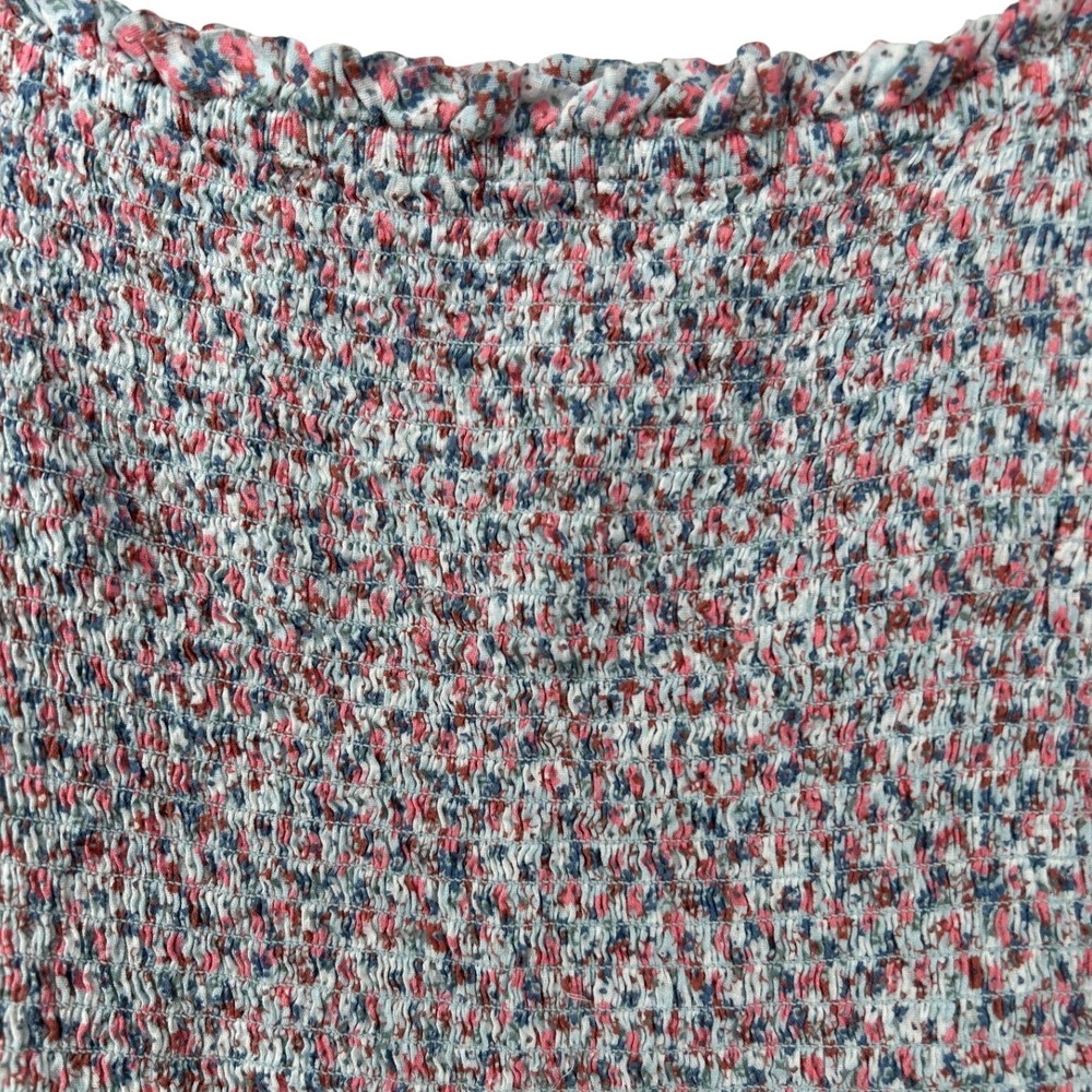 GAP Puff Sleeve Smocked Peplum Top Floral Peasant Blouse Large Cottagecore NWT - Picture 7 of 14